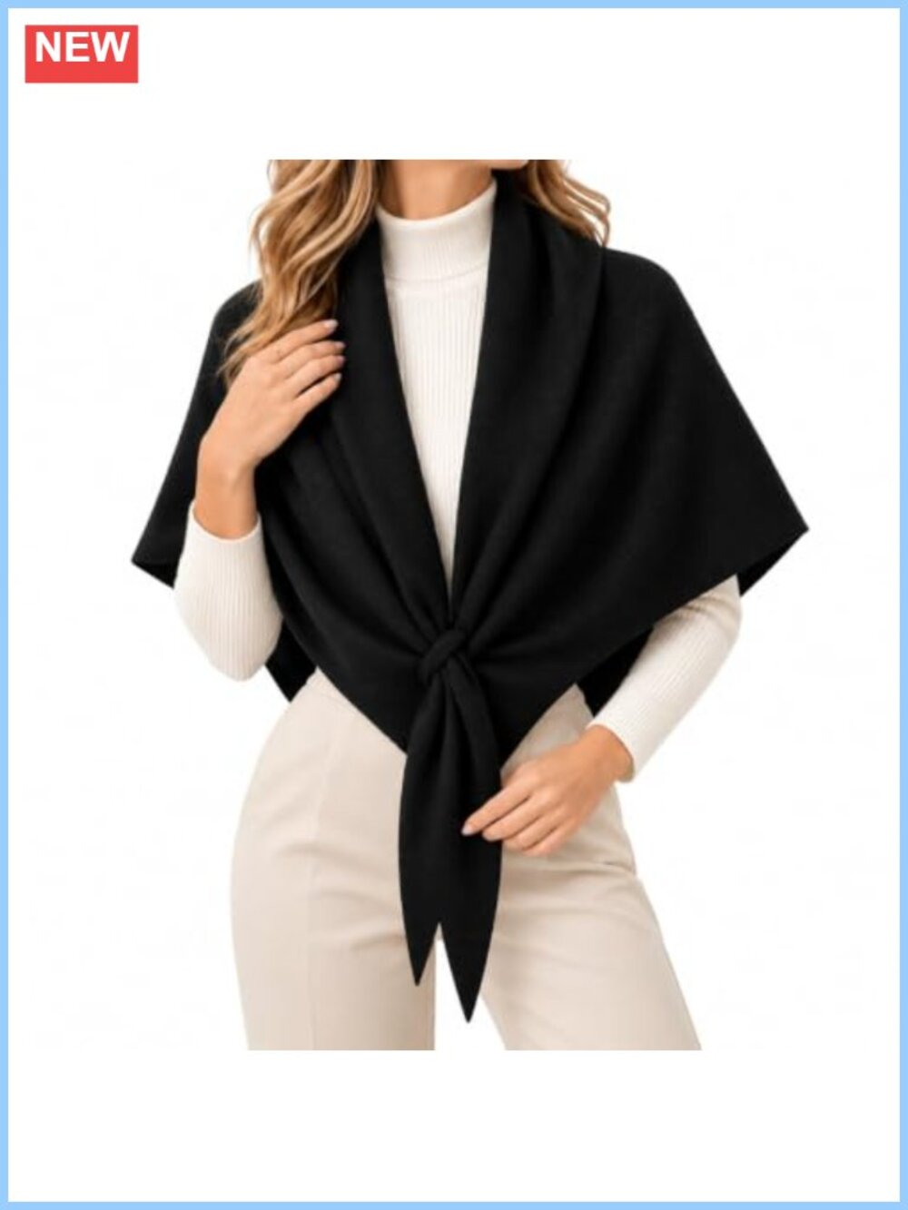 Lightweight Knitted Triangle Shawl Wrap for Fall Winter Layering